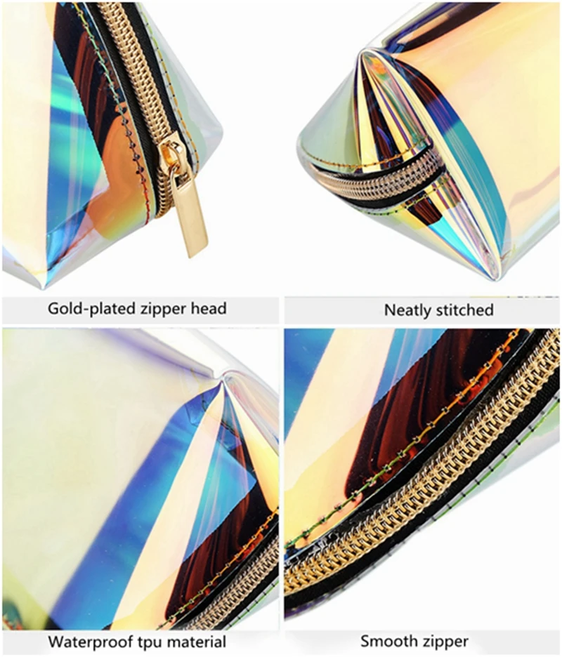 Laser transparent PVC cosmetic bag female portable large capacity ins fashion pvc zipper bag