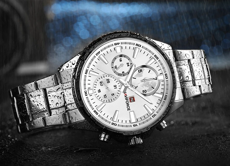 NAVIFORCE NF9089 cheap custom brand gents quartz watch stylish steel Strap water resist Calendar week display 24 hour watch set