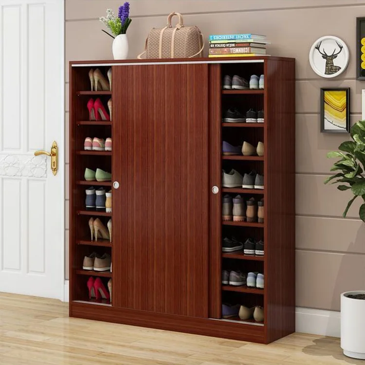 Modern Shoe Cabinet with Sliding Doors | Large Wooden Shoe Rack for ...