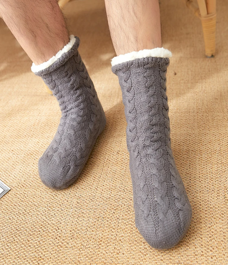 Wholesale Antislip Crew Thick Warm Heavy Men Cotton Winter Fleece