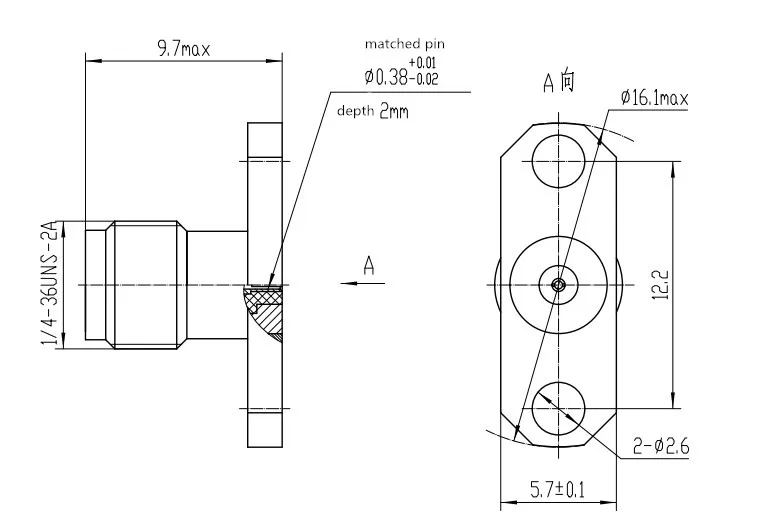 2 Holes Flange Mount SMA 50Ohm RF Female Connector