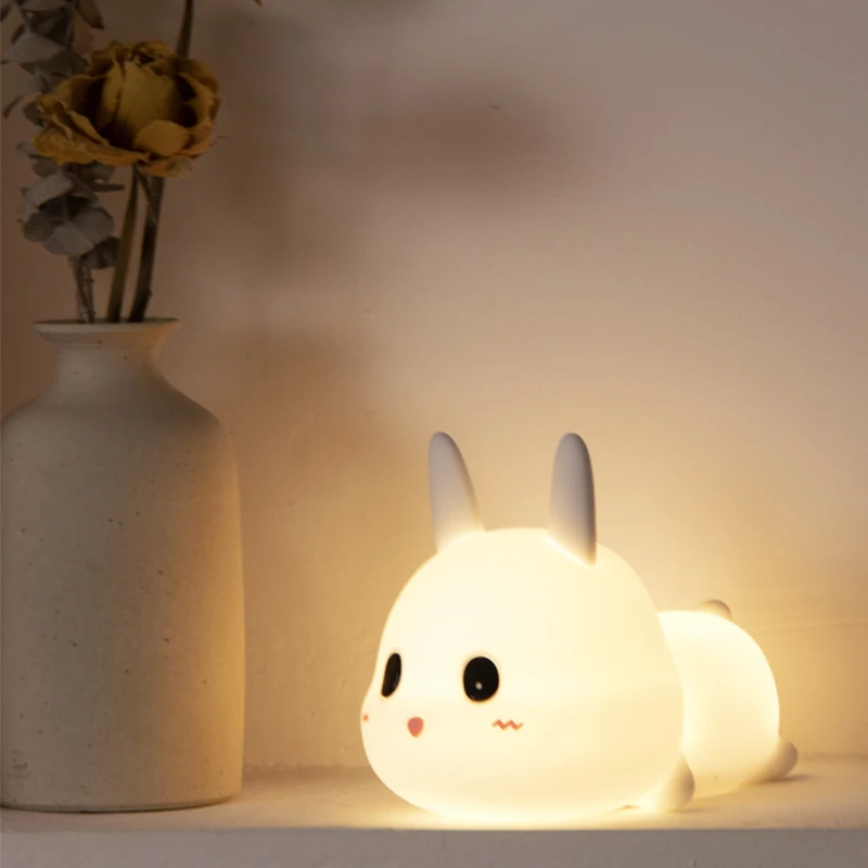 New Arrivals Custom Label Small Smart Toilet USB Cute Rabbit Lamp  For Baby Kids Children Bedroom Decoration