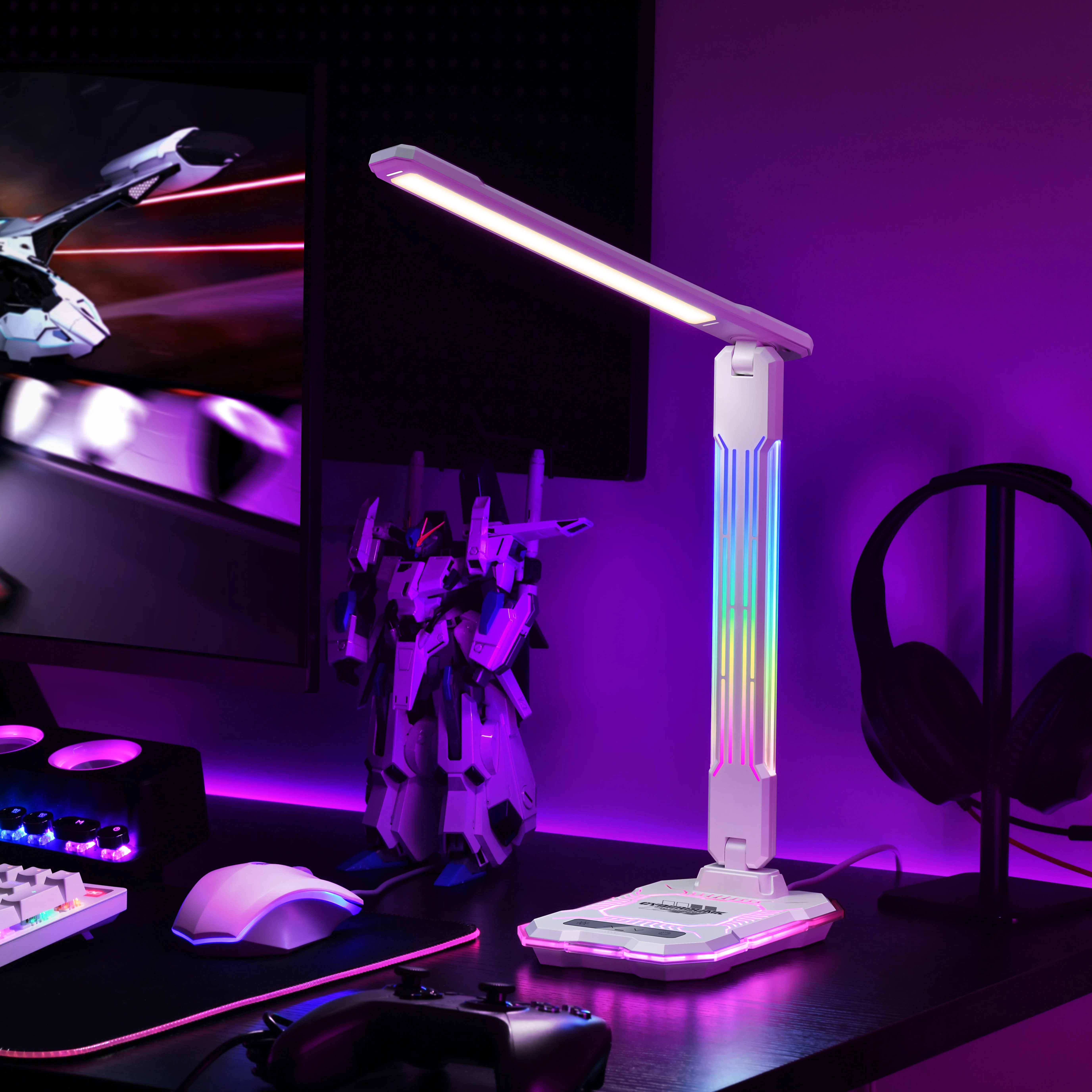 2024 New Gaming Style Led Desk Lamp Wireless Charger Rgb Night Light