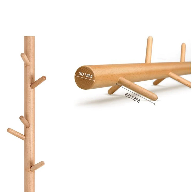 Bamboo Wood Free Standing Coat Rack Hall With 8 Coat Hooks Buy Bamboo