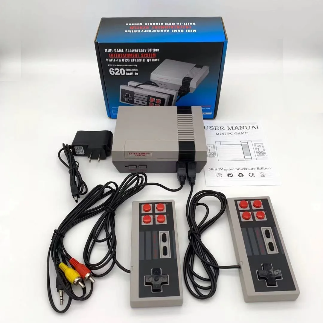 Av Retro Game Consoles Built-in 620 Video Game With Double Controllers ...