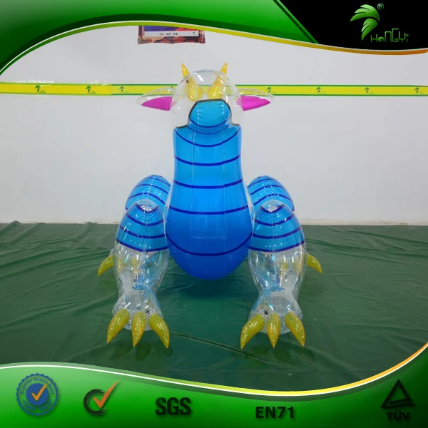 红衣充气 ayru 龙充气骑动物玩具透明 pvc 龙池玩具