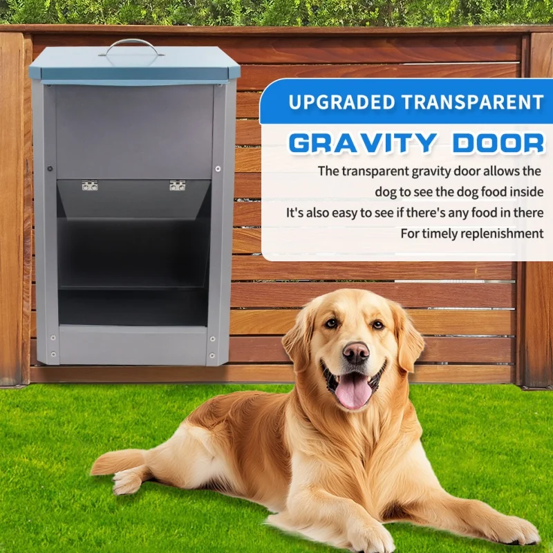 View of 26 lb Galvanized Automatic Dog Feeder Gravity Pet Food Feeder Dog Food ...