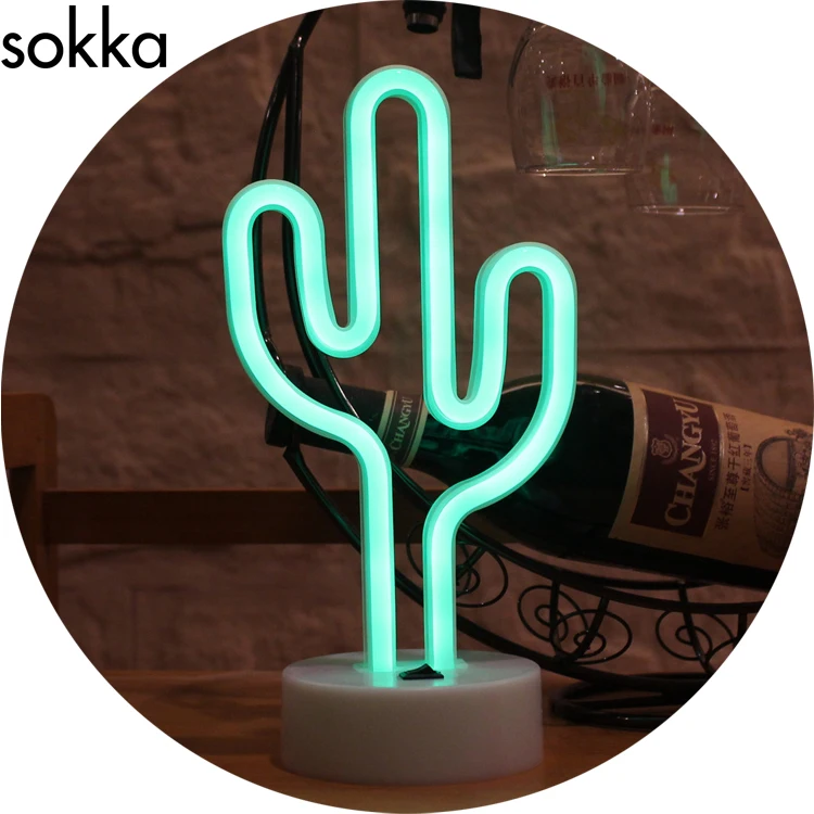 OEM Amazon Gold Supplier 3*AA LED Neon Lamp Neon Stand Night Light Nursing Light for Living Room, Party Decoration, Bedroom Cactus