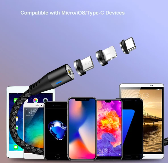 Magnetic USB Cable 1M 2M LED Magnetic Charging USB Cable - ANKUX.COM