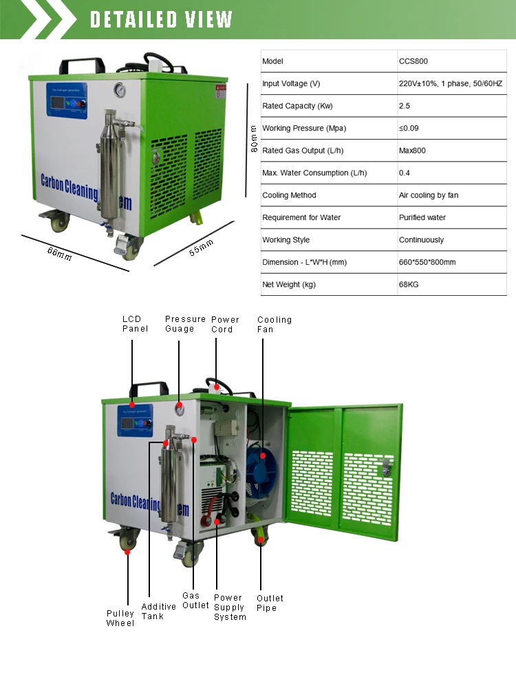 Hot Sale CCS800 Car Oxy-Hydrogen Engine Steam Carbon Cleaning Machine