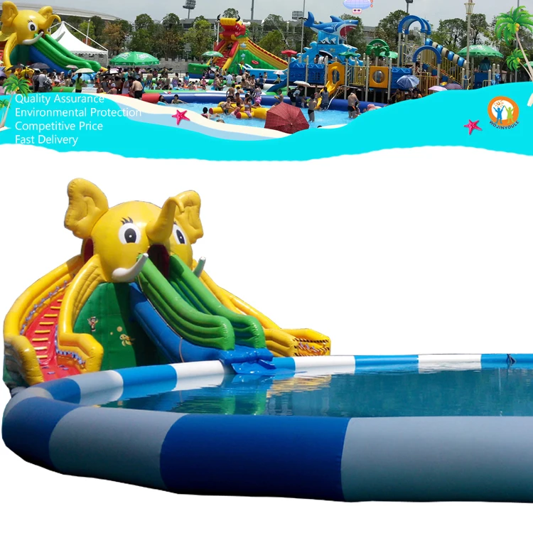 Factory Direct Sale Customized Popular Elephant Mobile Inflatable Water Park Slide for Adult Kids