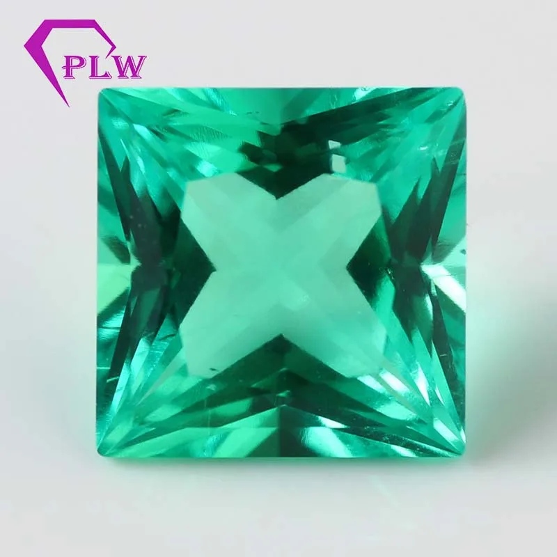 wholesale lab grown emerald 8x8mm diamond princess cut hydrothermal synthetic Columbia emerald stone price per carat