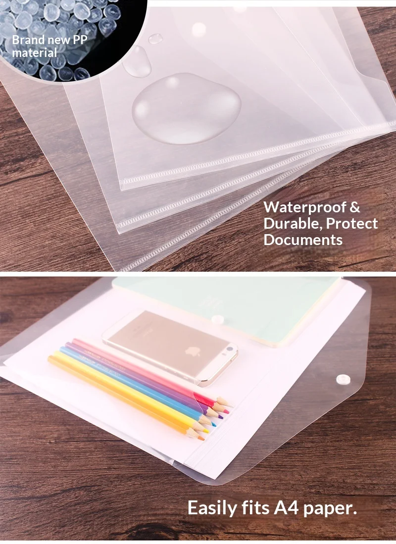 Snap-button PP Transparent A4 Document File Bag Custom-made Thickened ...