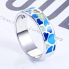 Fashional Vibe Sterling 925 Silver Jewelry Colorful Enamel Ring Heart Pattern Enamel Ring For Women