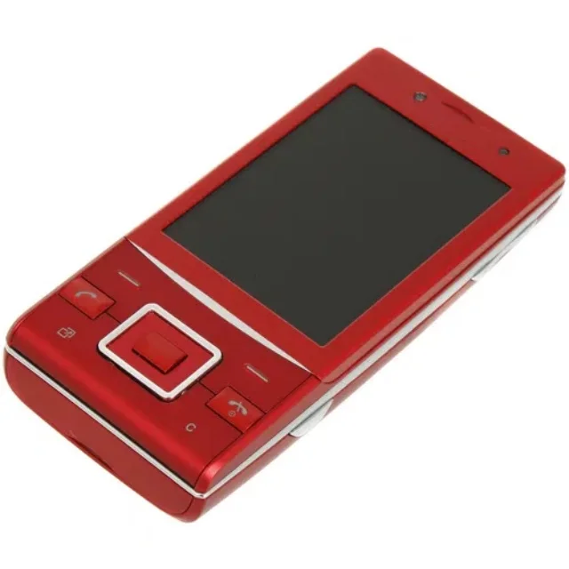 Front view of Samsung i7500 Galaxy showing 3.2-inch AMOLED screen and physical D-pad