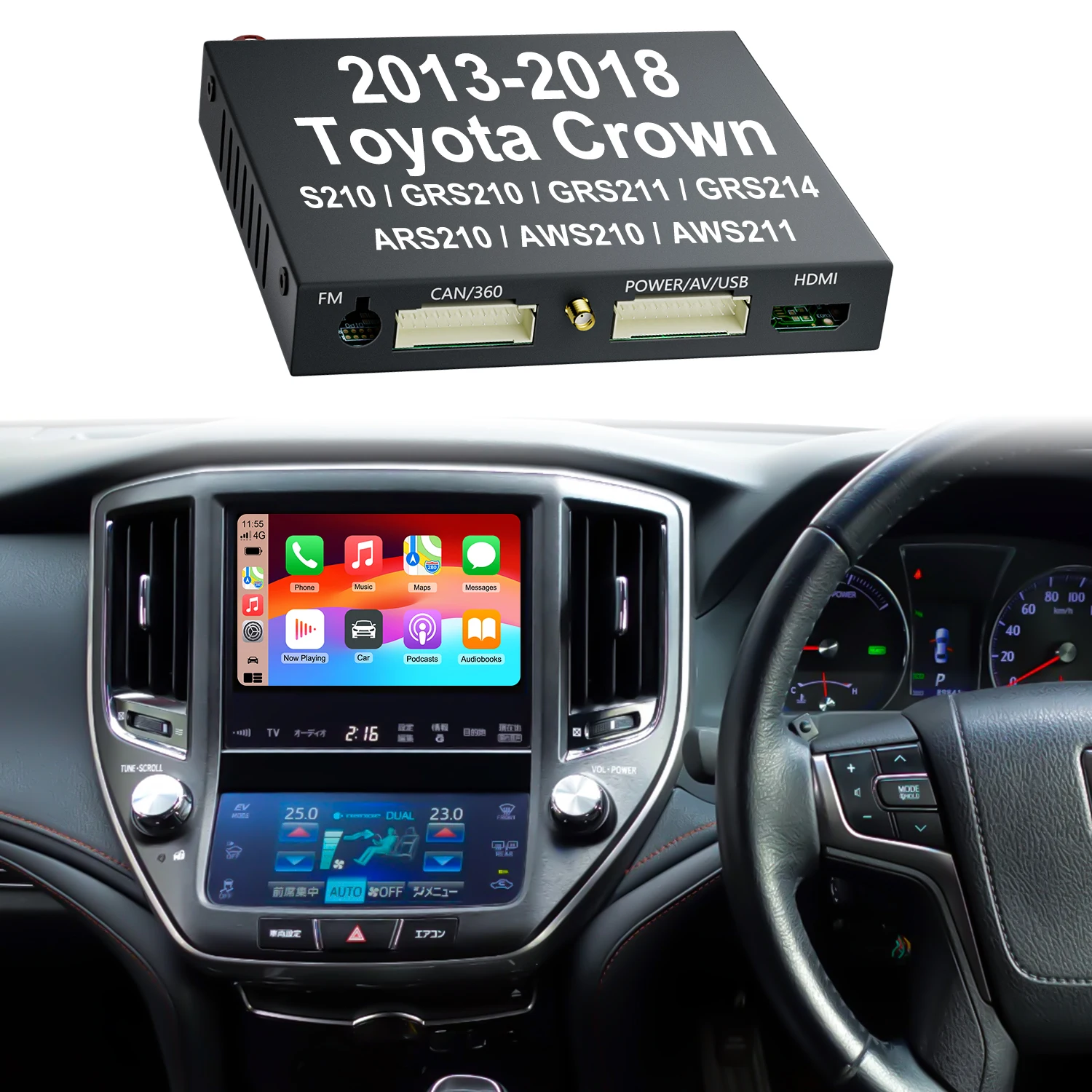 カーナビ Toyota Crown Navigation AWS210 GRS210 Wireless Apple CarPlay & Android Auto Multimedia Box for Toyota