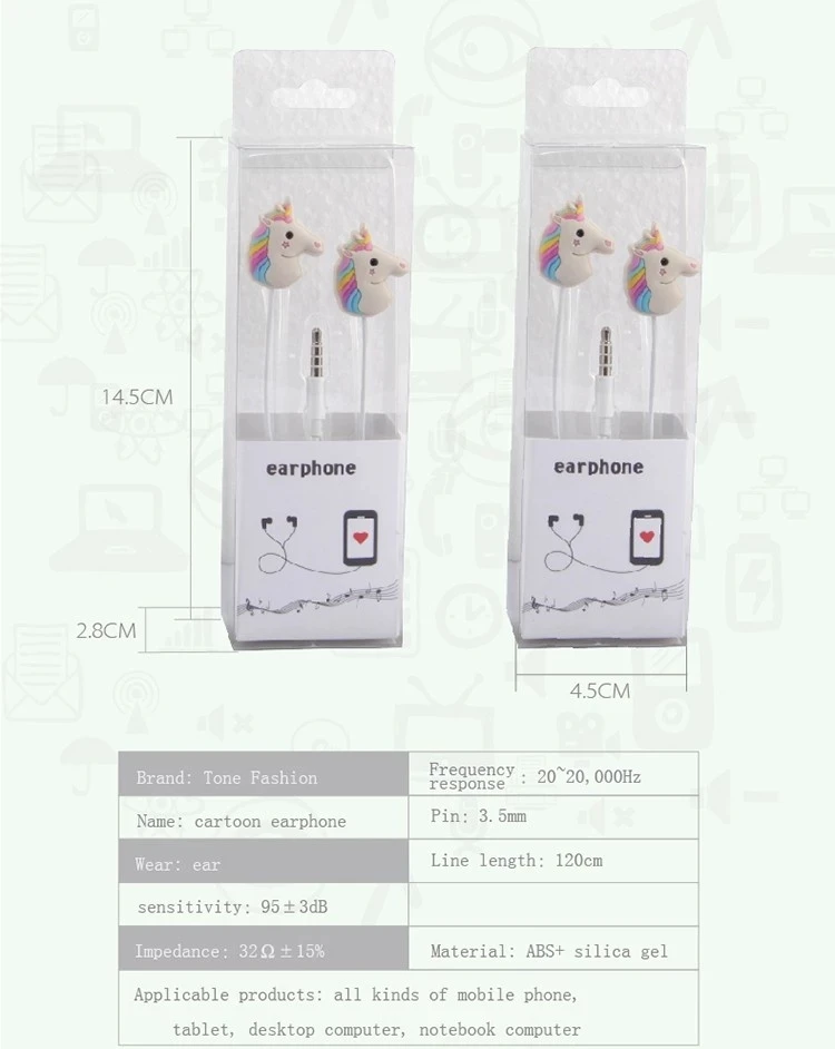 Europe standard high quality cartoon PVC customized logo earphone for promotion with box packing - ANKUX.COM