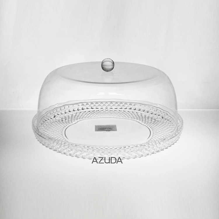 
AZUDA_Diamond Design Transparent Plastic Cake Plate With Lid 