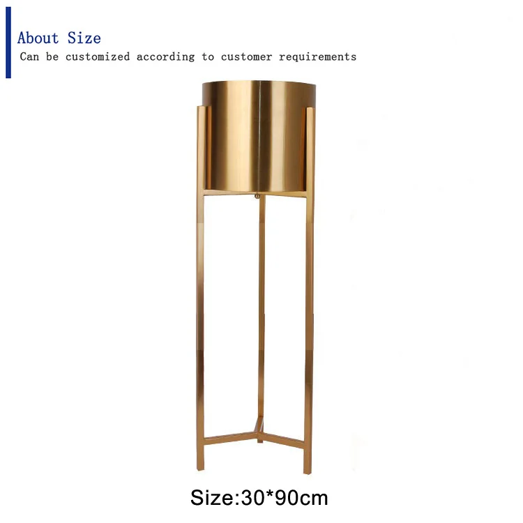 Professional customization of various modern gold metal stainless steel vases floor decorative flower planter
