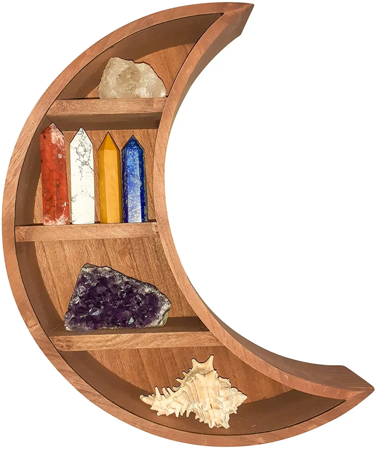 
Wall Decor Natural Stain Wooden Shelf Essential Oil Shelving Rustic Floating Shelves Moon Wall Shelf 