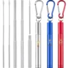Custom Logo Eco-friendly Barware SUS 304 Metal Drinking Straw Pipe Bent Reusable Washable Bottle Straws Collapsible Straw