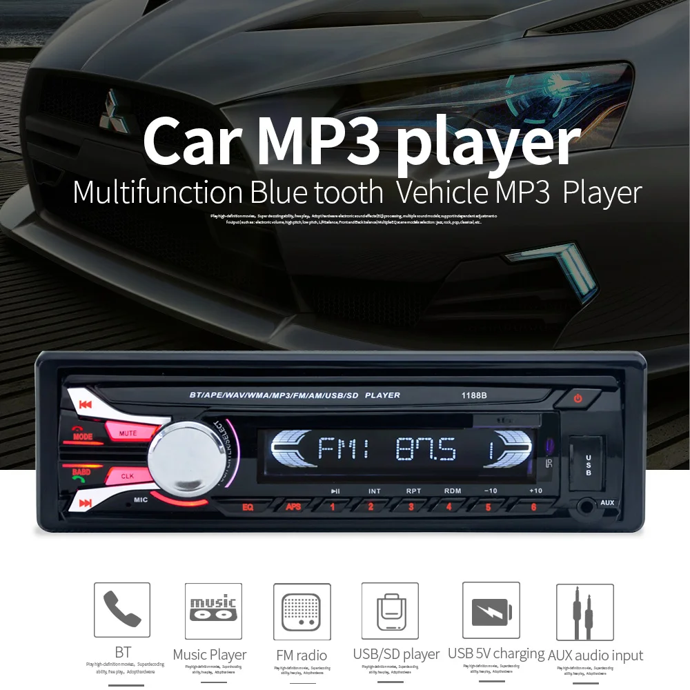 1 Din 12v 多功能bt 车载mp3 音乐播放器与fm Usb Tf Udisk 遥控器播放器可拆卸面板11b Buy 1 Din 汽车cd Mp3 播放器 车载mp3 播放器遥控器 车载多媒体