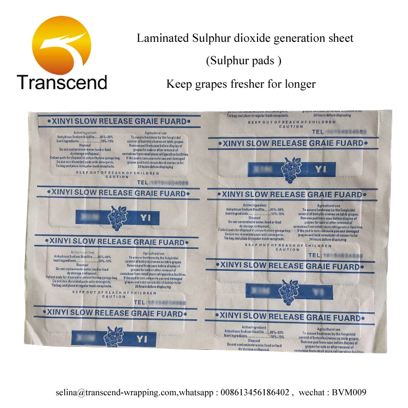 Grape Packing Paper Laminated Sulphur Dioxide Generation Sheet To Keep