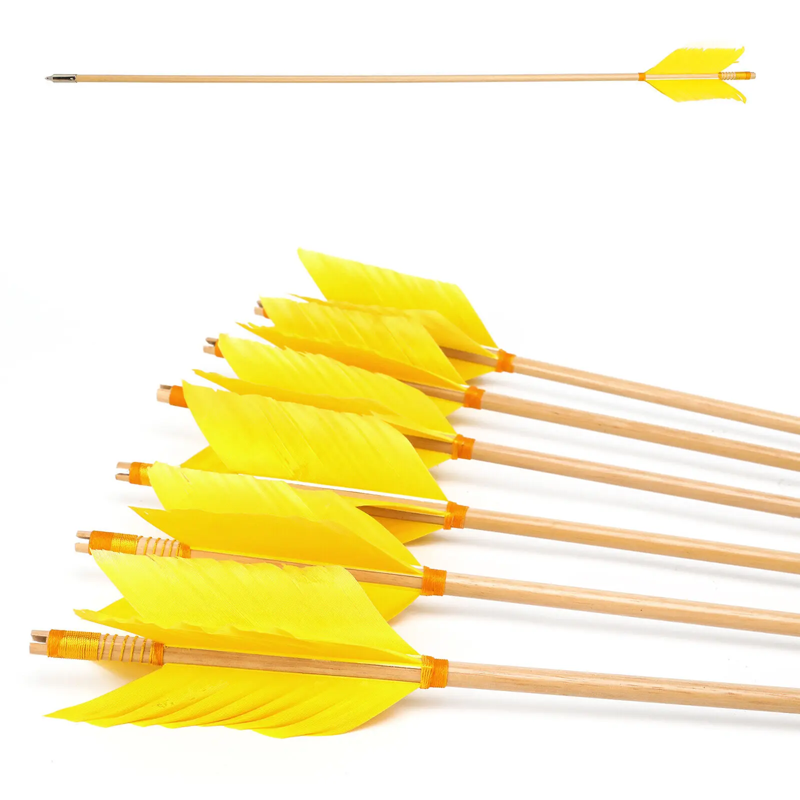 Pg1archery Archery Target Fluflu Arrows,6 Pack Traditional Wooden