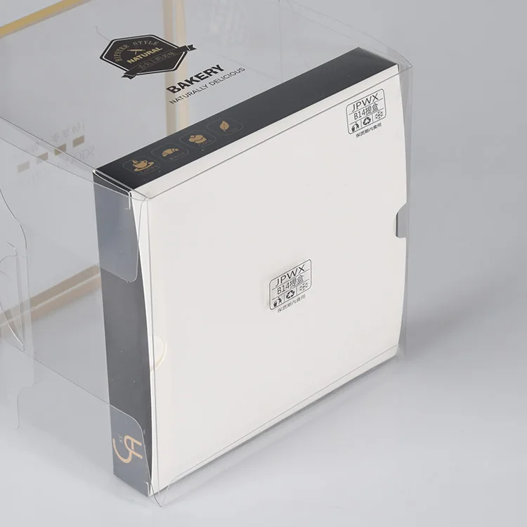 Food Grade Custom Transparent PET Plastic Clear Decorative Wedding Square Cake Box with logo