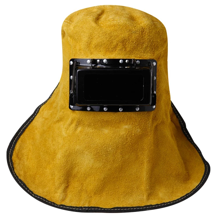 牛皮电眼电焊面罩防护眼镜头戴式帽子焊工全面罩