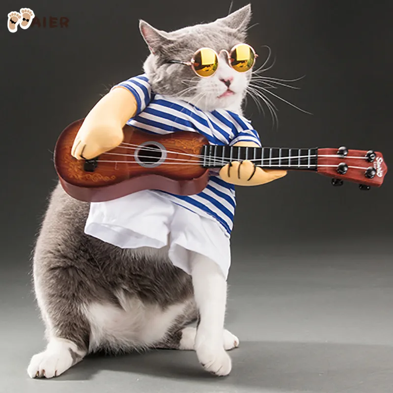 Pet Guitar Player Dog Costumes Halloween Cosplay Party Funny Dog