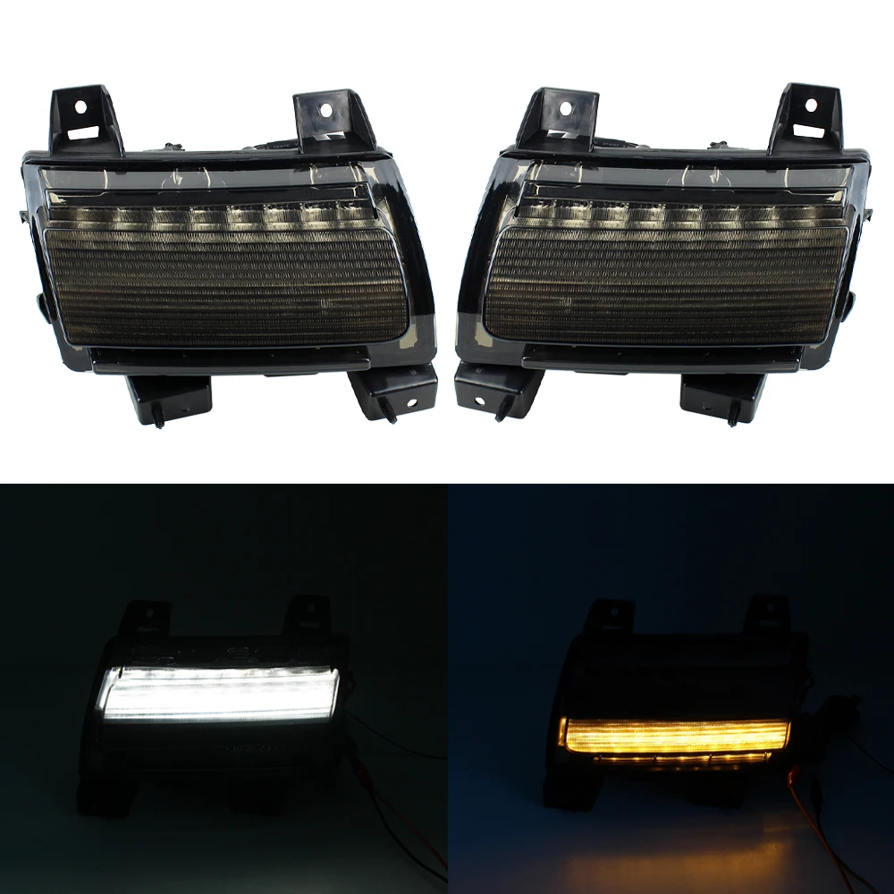 2020 Smoked LED Fender Daytime Running Amber Turn Signal Light Kits for 18-20 Jeep Wrangler JL Sport