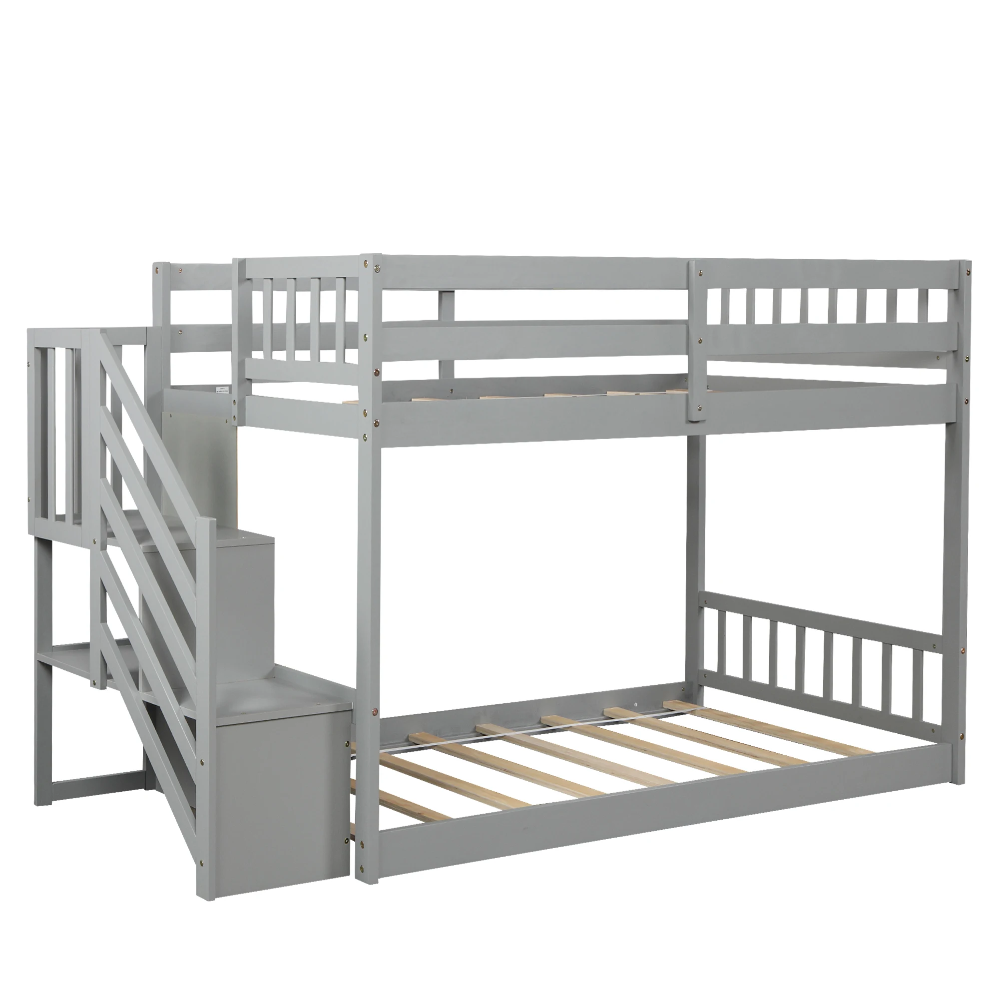 Floor Loft Bed,Ladder With Storage,Twin Size,Gray - Buy Floor Loft Bed ...