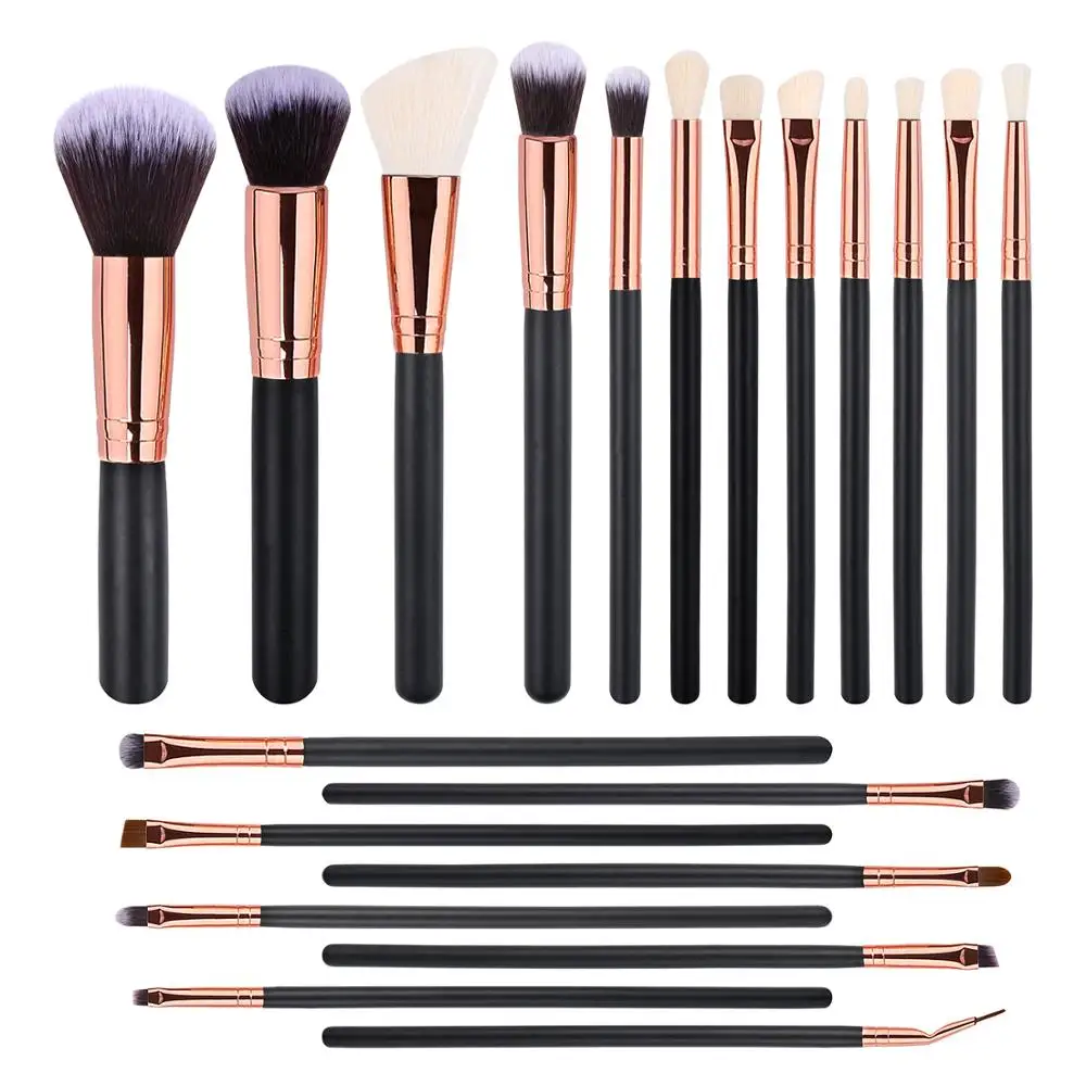 

BUEART 2020 NEW DESIGN 20pcs Soft Synthetic Free Sample rose gold black Handle Makeup Brush Set Custom Logo Make Up Brushes set, Black rose gold makeup brush