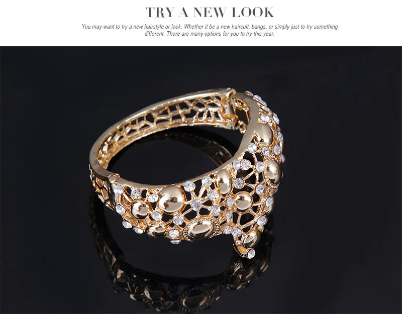 X4240 New Design Alloy Gold Jewelry Set Rhinestones Costume Jewelry Set Fashion African Jewelry Sets Necklace