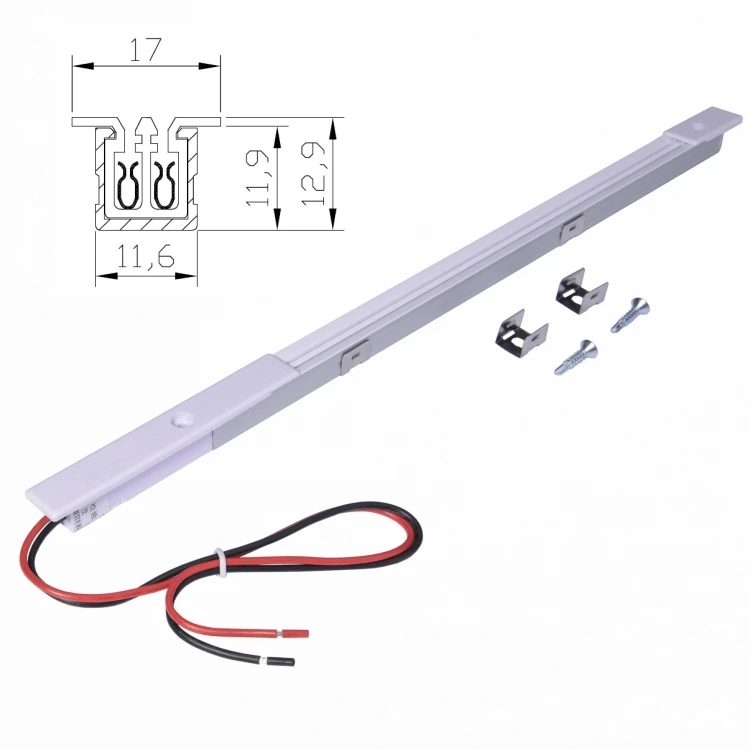 12v24v 2-wire dc led mini  aluminum profile track system linear power rail for supermarket shelf  track with input connector