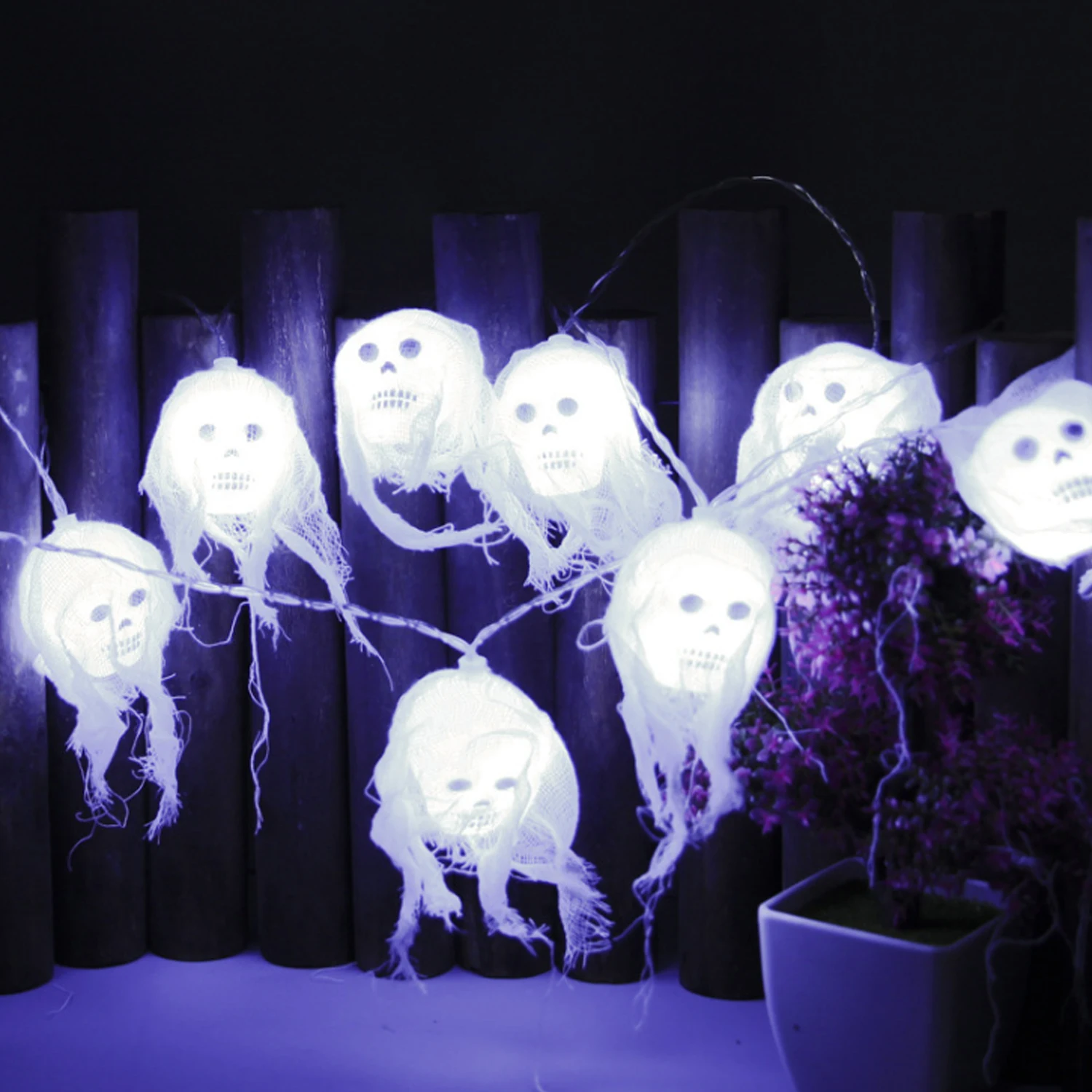 Halloween Indoor Outdoor Home Holiday Party Dec 10 LEDs White Gauze String Lights