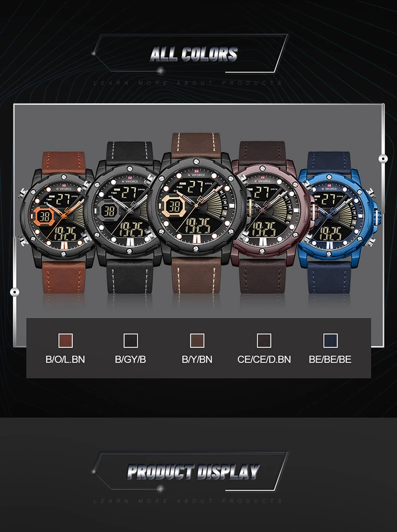 NAVIFORCE NEW Sports Chronograph Quartz Watch Men Dual Time Mens Watches Top Brand Luxury Analog Digital Male Clock Waterproof