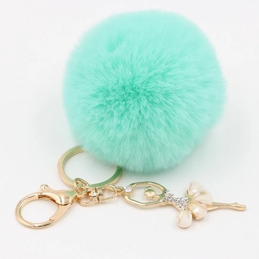 2022 Bulk Custom 3.1inch Key Rings Custom Rabbit Fur Ball Fluffy Big ...