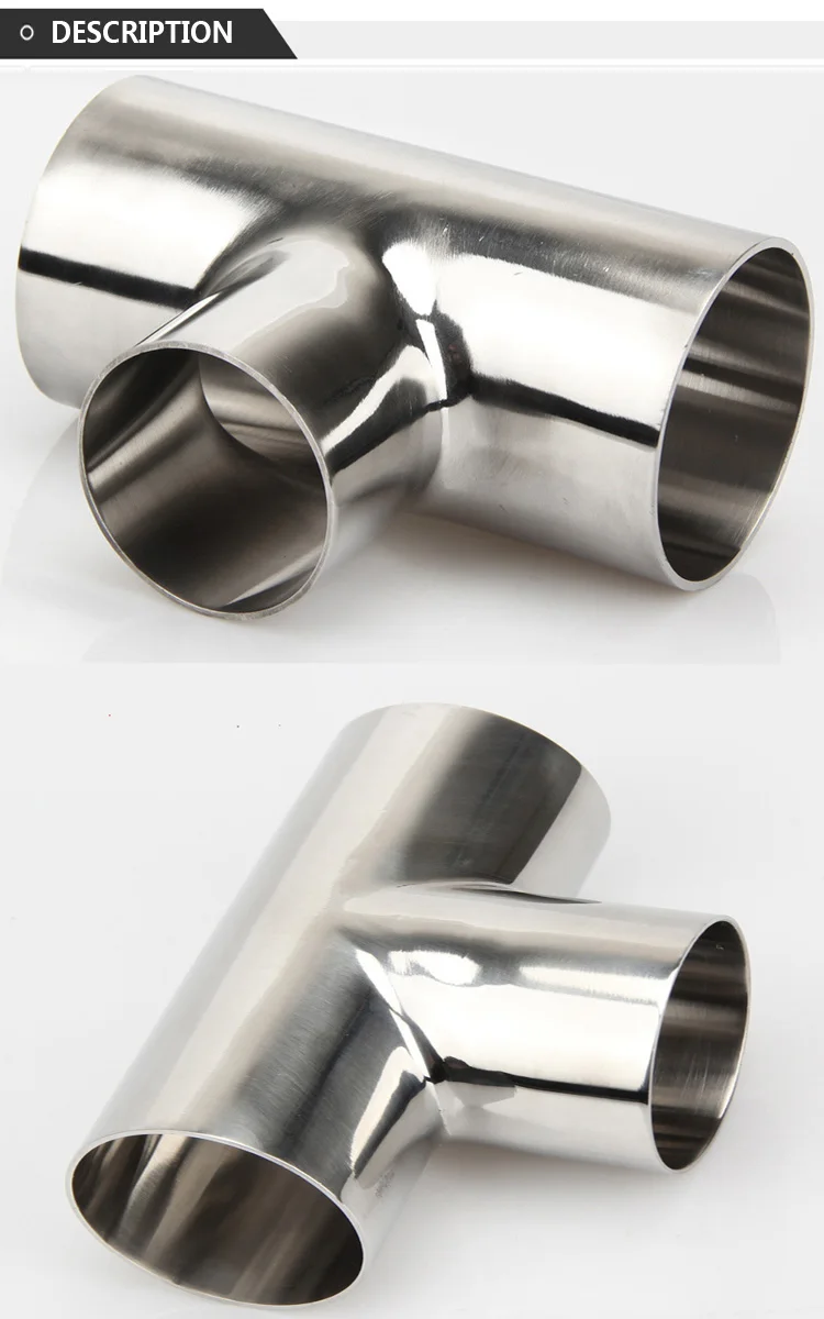 ASME BPE Standard ety Sanitary Butt Weld Fittings Straight Equal Tee Fitting 1/4" ~ 6"