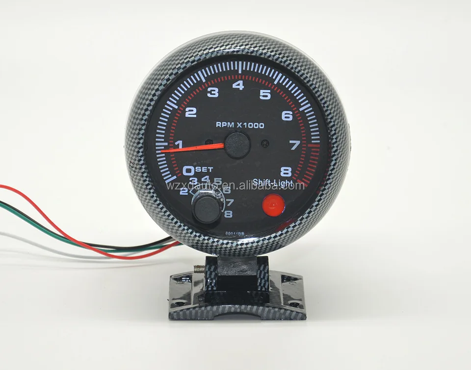 Details about   Universal 3.75'' Car Tachometer Tacho Gauge Meter 0-8000 RPM W/ Shift Light 12V