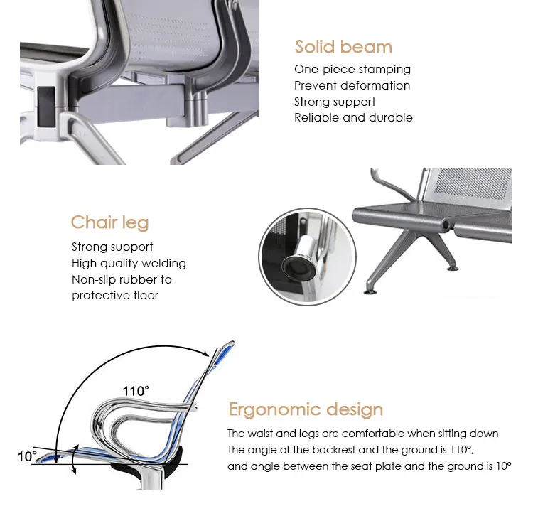 Ekintop High Quality Pu Leather Hospital Waiting Room Chairs Used For