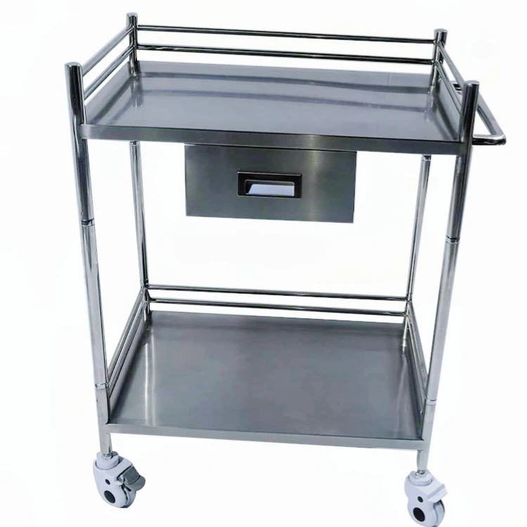 
Low Price Medical Stainless Steel Lifting Square Plate Bracket Operation Tray Cart Trolley 
