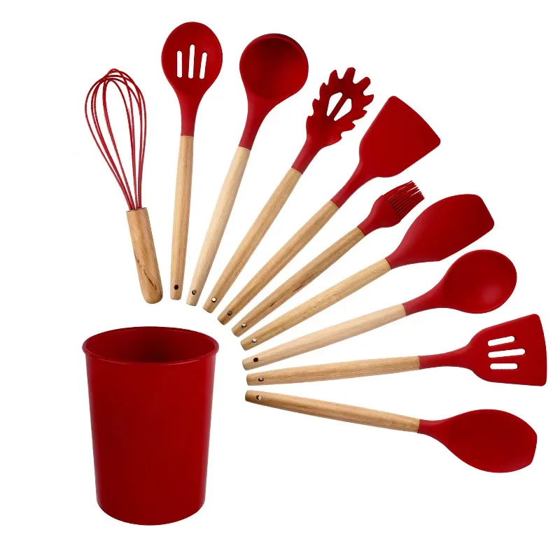 product customized wholesale high quality silicone kitchen utensils set high temperature spatula spoon silicone spatula kitchenware set-2