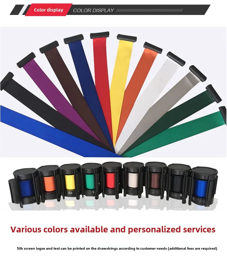 Wall-Mounted Stainless Steel Traffic Barriers 2m Wire Spool 1.0m Wire Barrier Tape Retractable 3 Cash Register Barrier 5m details