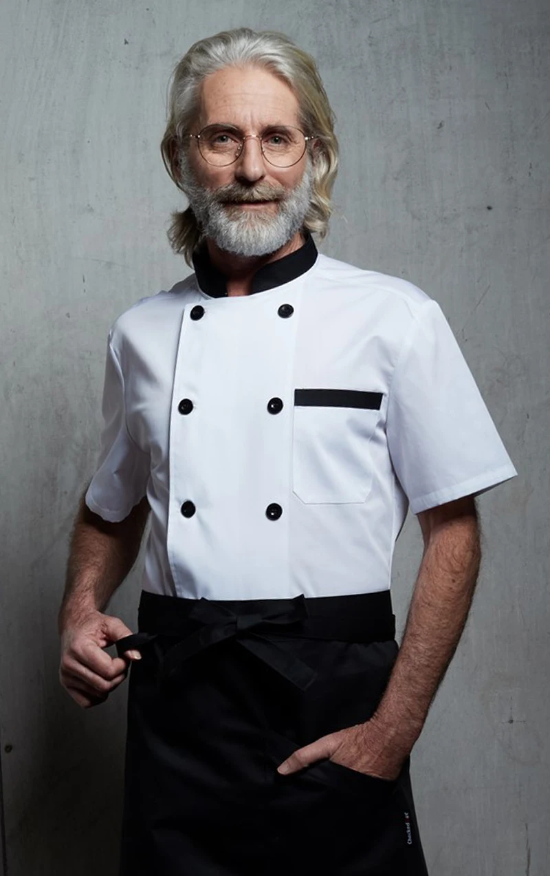 签出轻薄面料库存男式短袖清爽面料多色厨师夹克 - buy chef jacket