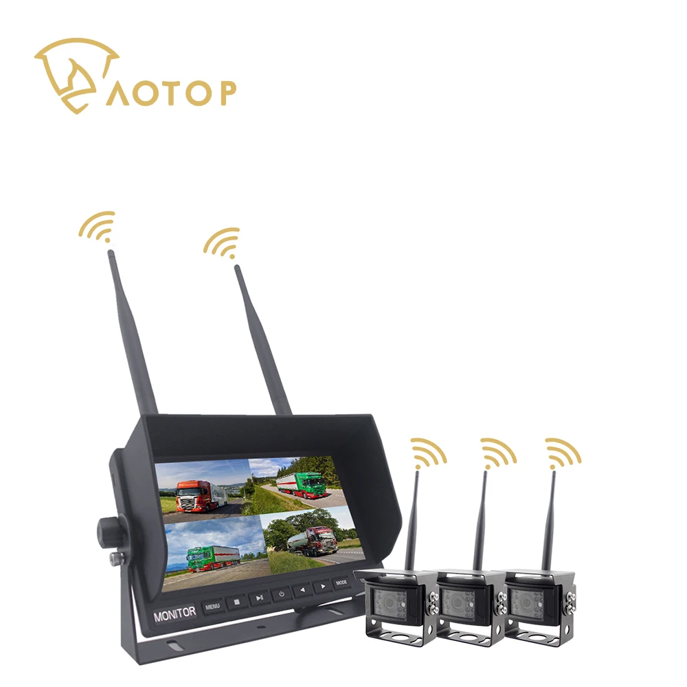 Hot Selling 2.4g Digital Wireless Rearview Quad Monitor System With Dvr