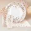 /product-detail/nicro-wholesale-55-pcs-rose-gold-foil-dot-dinnerware-party-supply-biodegradable-party-paper-plate-set-60803445868.html
