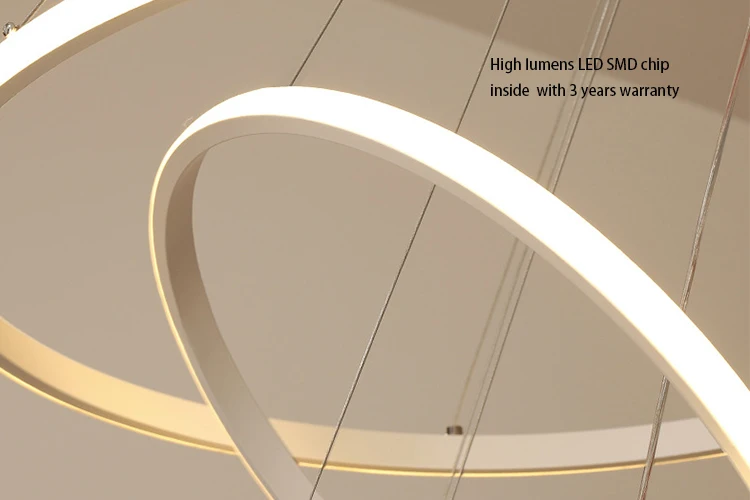 Modern LED white black aluminum ring suspension home decor Pendant lamp Chandelier