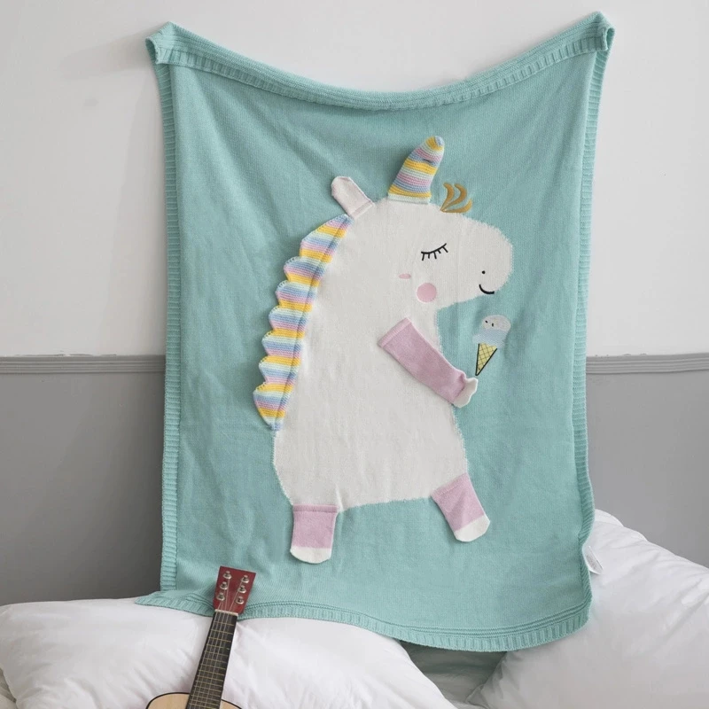 Wholesale 100% cotton baby children knitted cotton blanket